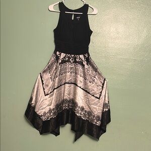 Black and Silver Asymmetrical Halter Prom Dress